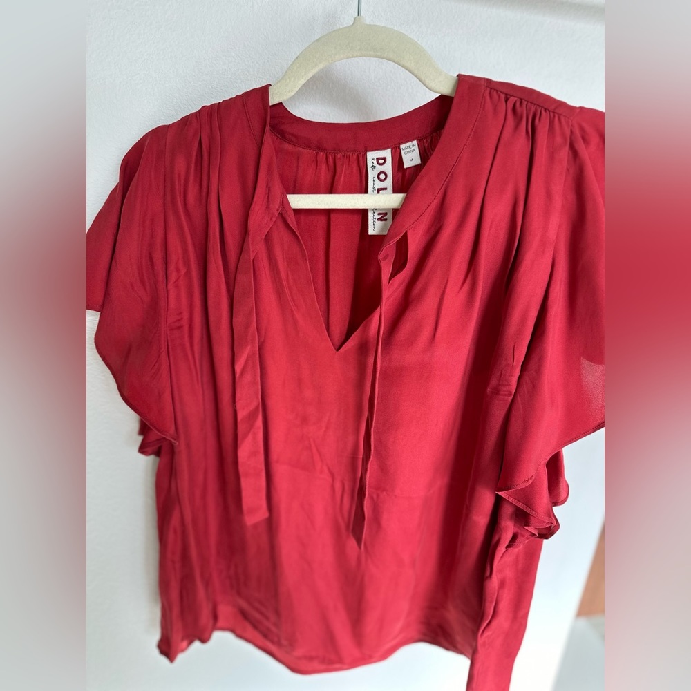 Red top from Anthropologie
